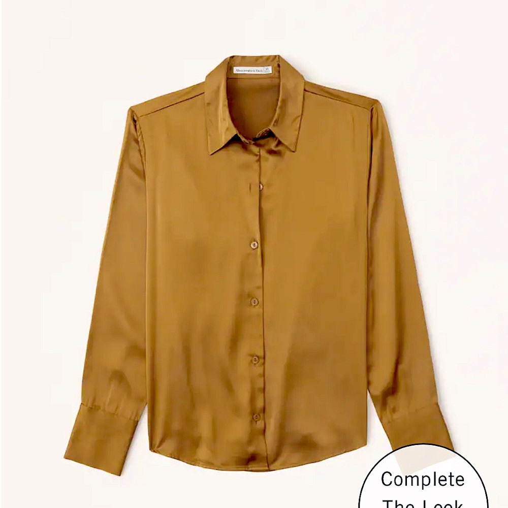 Abercrombie Long-Sleeve Satin Button-Up Shirt